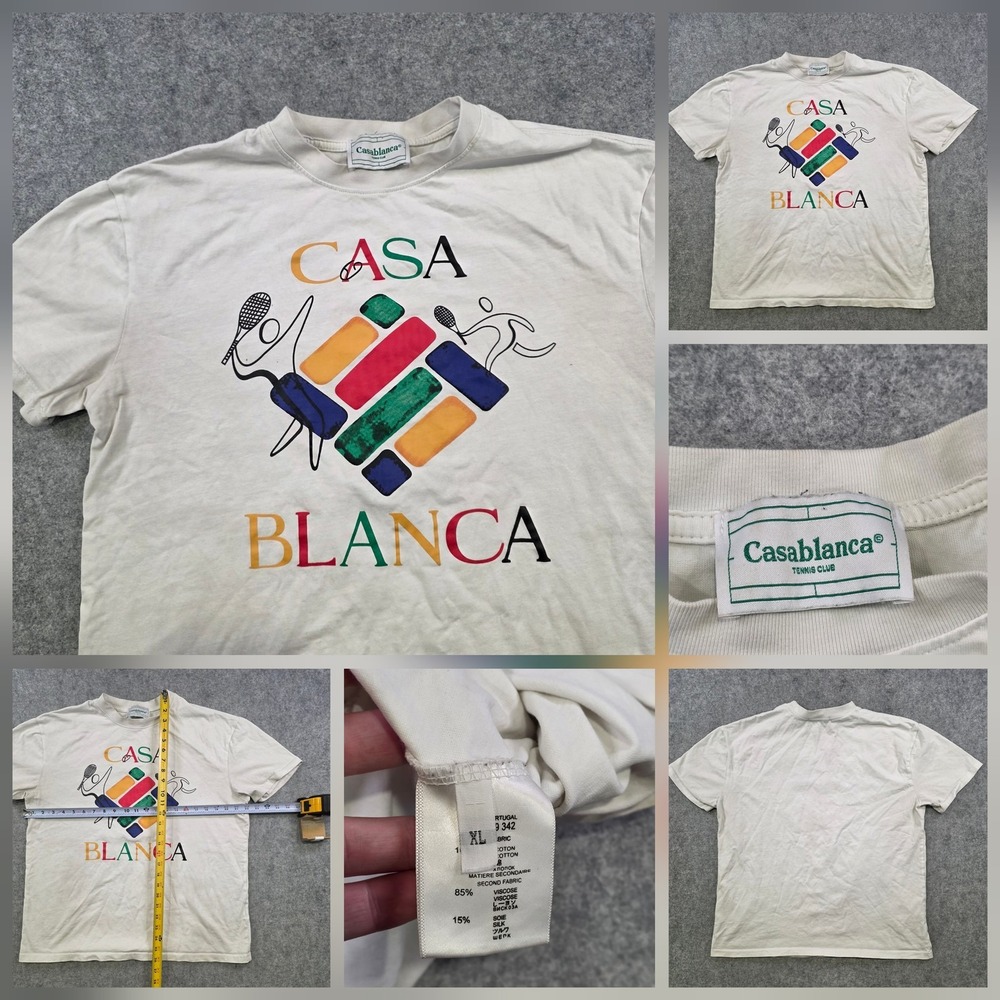 Casablanca Tennis Club T Shirt Mens XL White Casa Blanca Tennis Graphic Tee